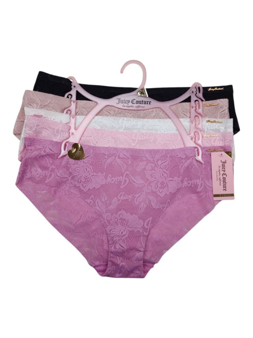 Juicy Couture Womens Lace Panties 5-Pack XL Nylon & Spandex Intimates
